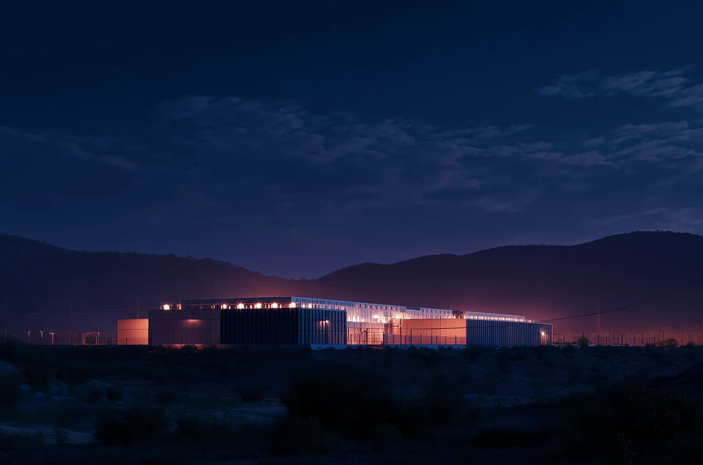 Data center at night