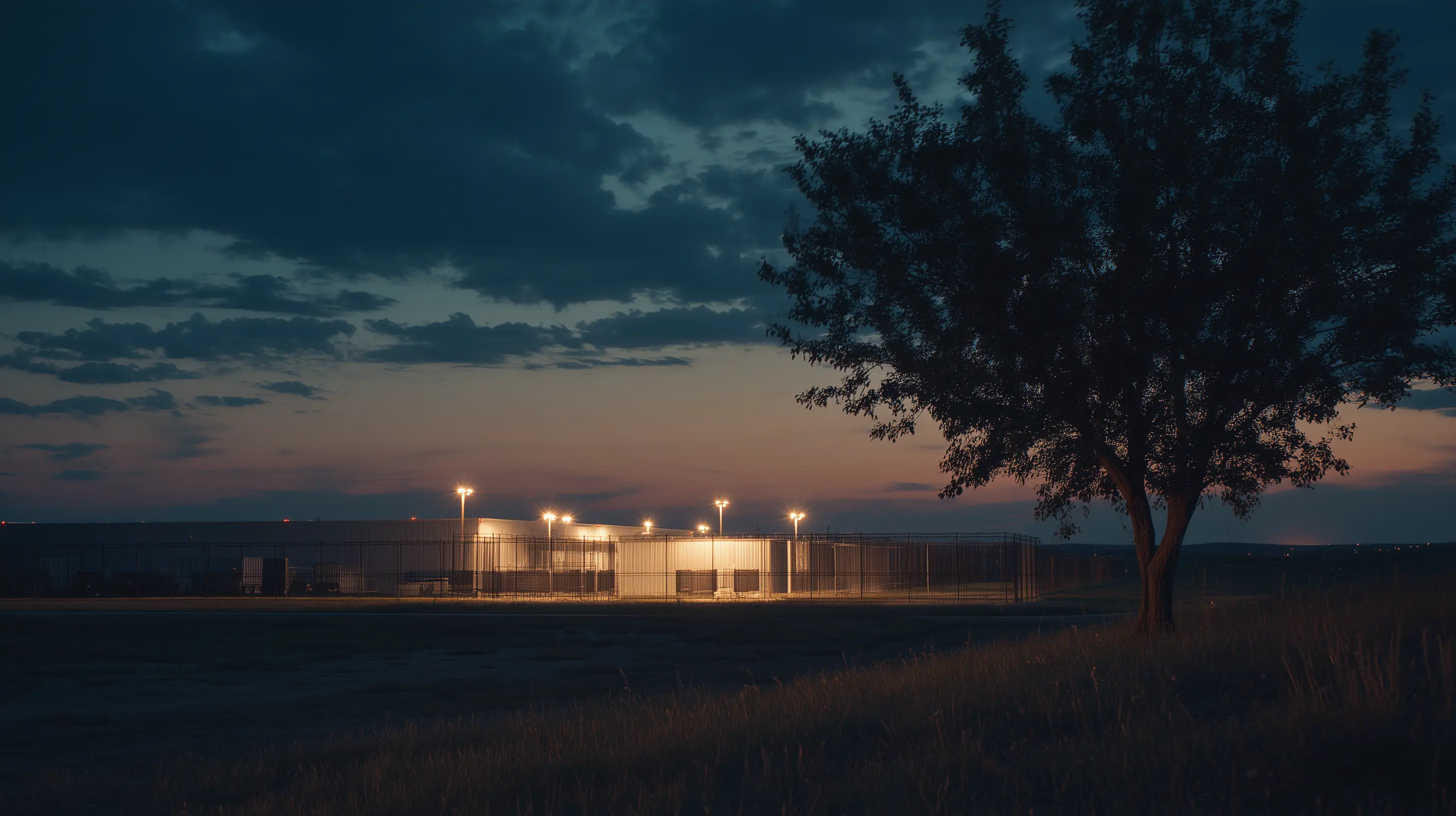 Data center at night